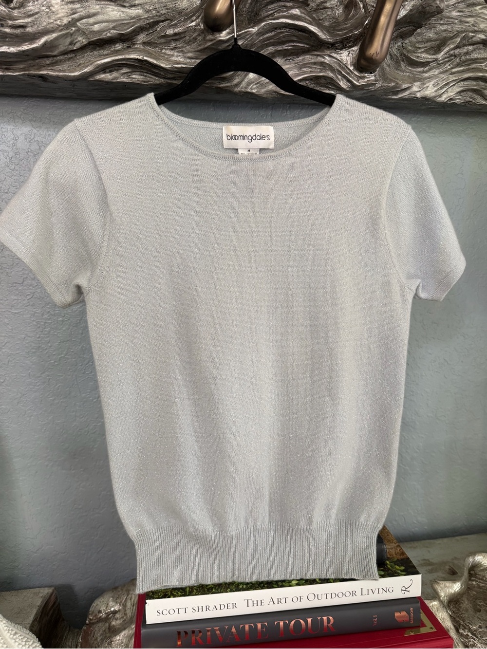 Bloomingdale's Silver-Gray Shimmer Short-Sleeve